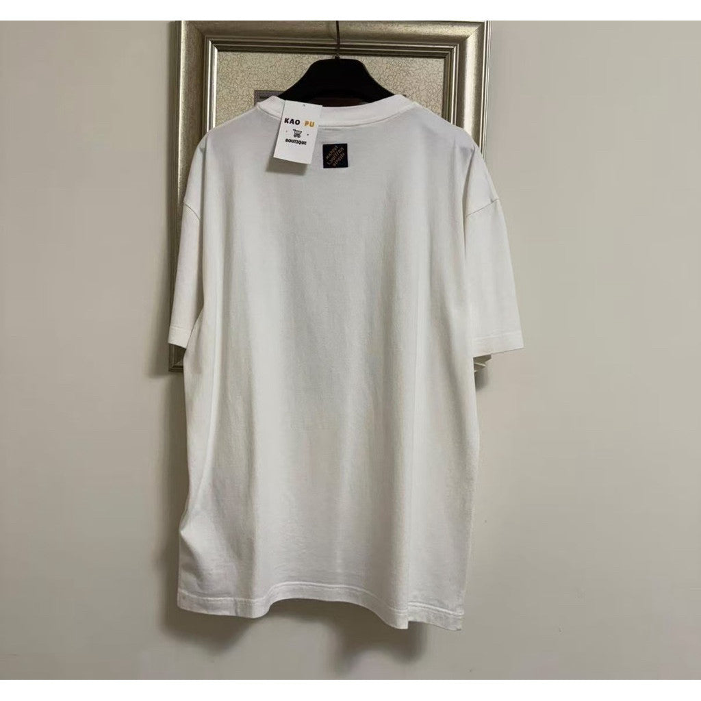 Louis Vuitton 白色植絨Logo Tee