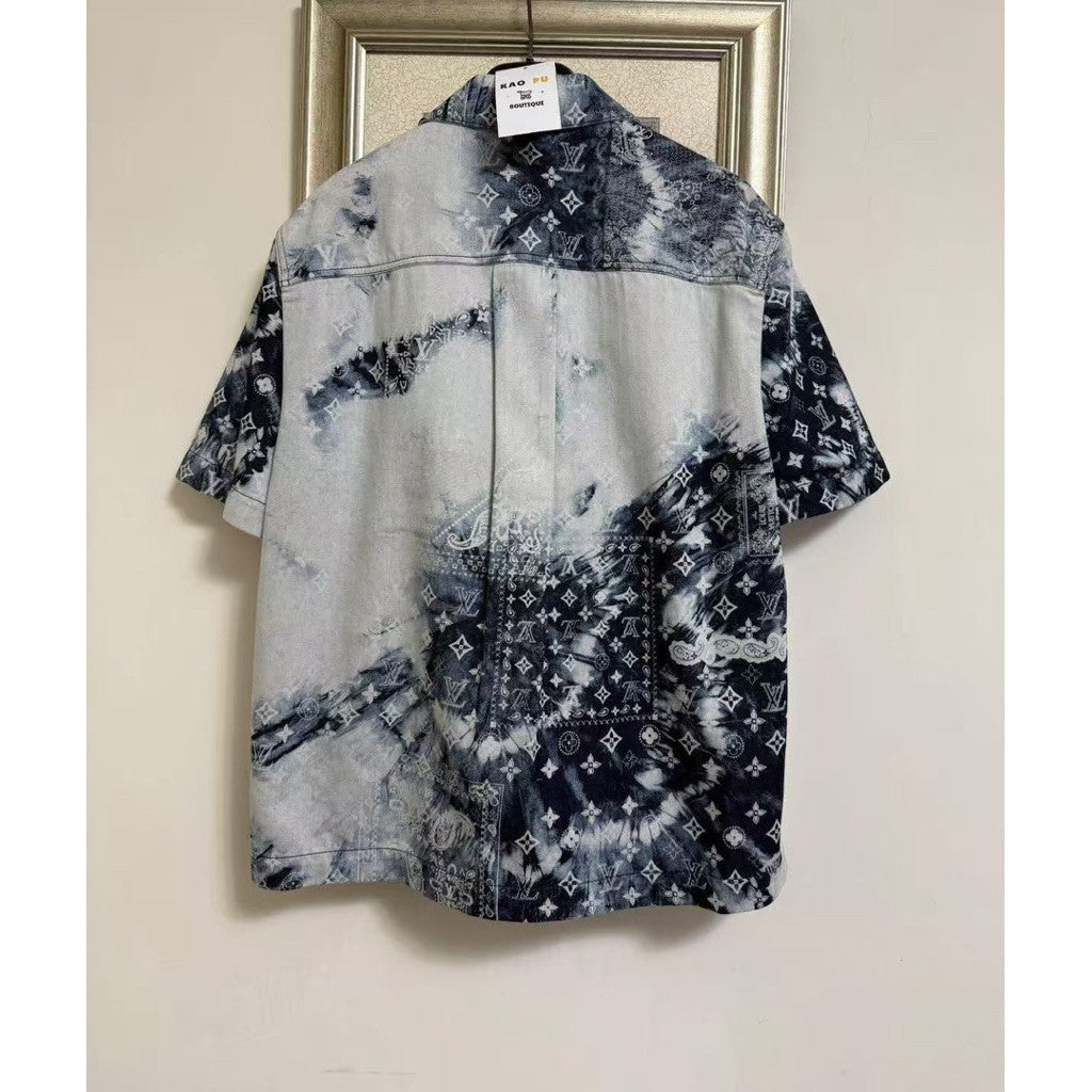 Louis Vuitton Bandana老花牛仔短袖襯衫