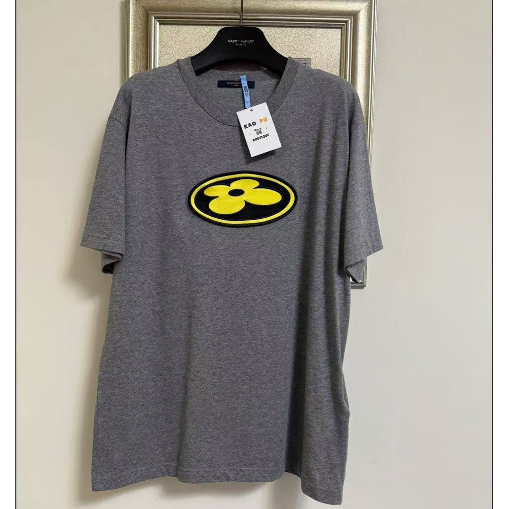Louis Vuitton 灰色刺繡Logo Tee