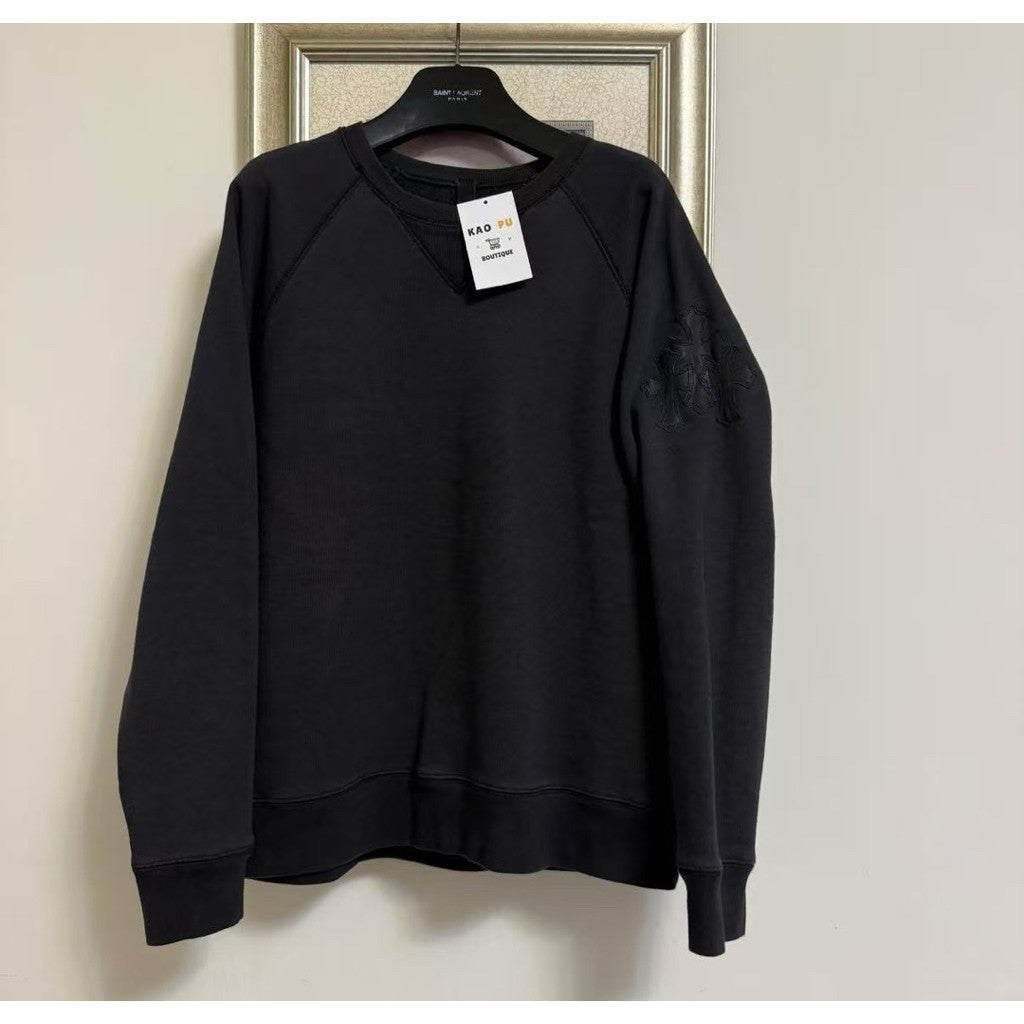 Chrome Hearts 水洗黑手臂三十字貼皮衛衣