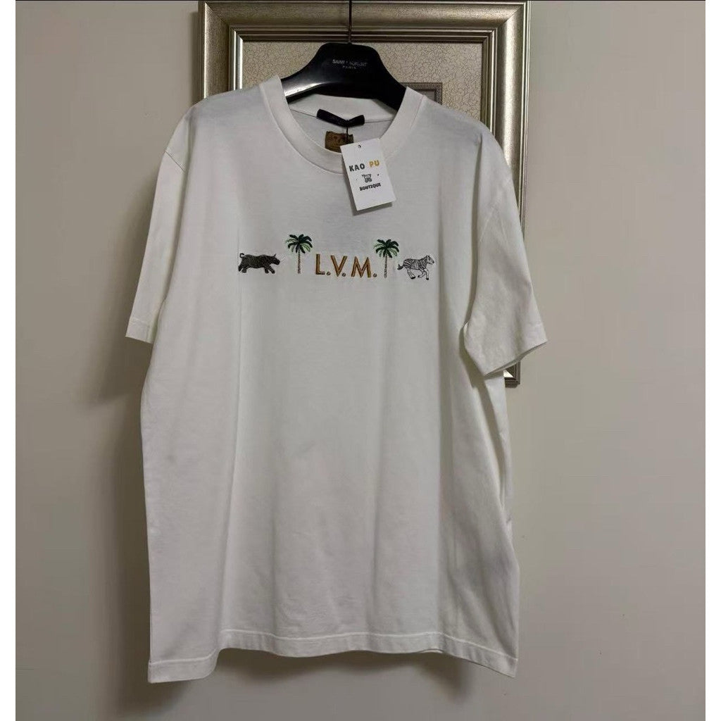 Louis Vuitton 白色刺繡聯名Darjeeling動物Logo Tee