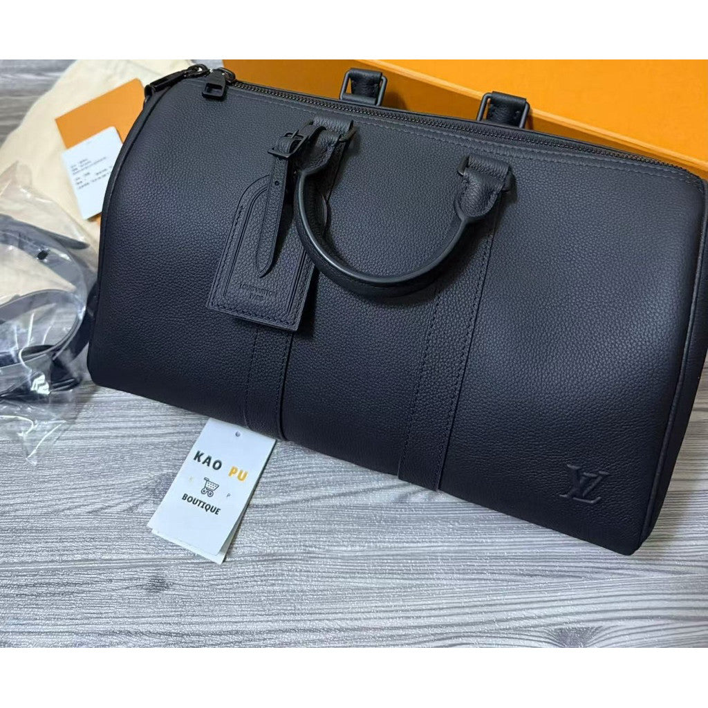 Louis Vuitton Aerogram Logo皮革老花Keepall35（M15249）（請先確認商品描述謝謝）