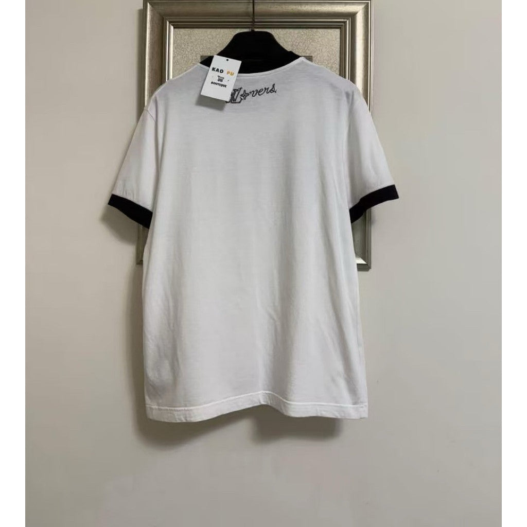 Louis Vuitton 水鑽拼接Lovers Logo Tee（請先確認商品描述謝謝）