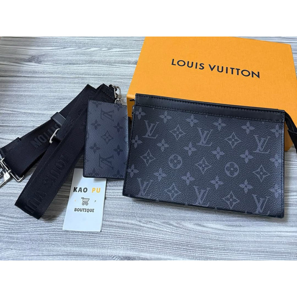 Louis Vuitton 黑老花Gaston二合一單肩包M81124（請先確認商品描述謝謝）