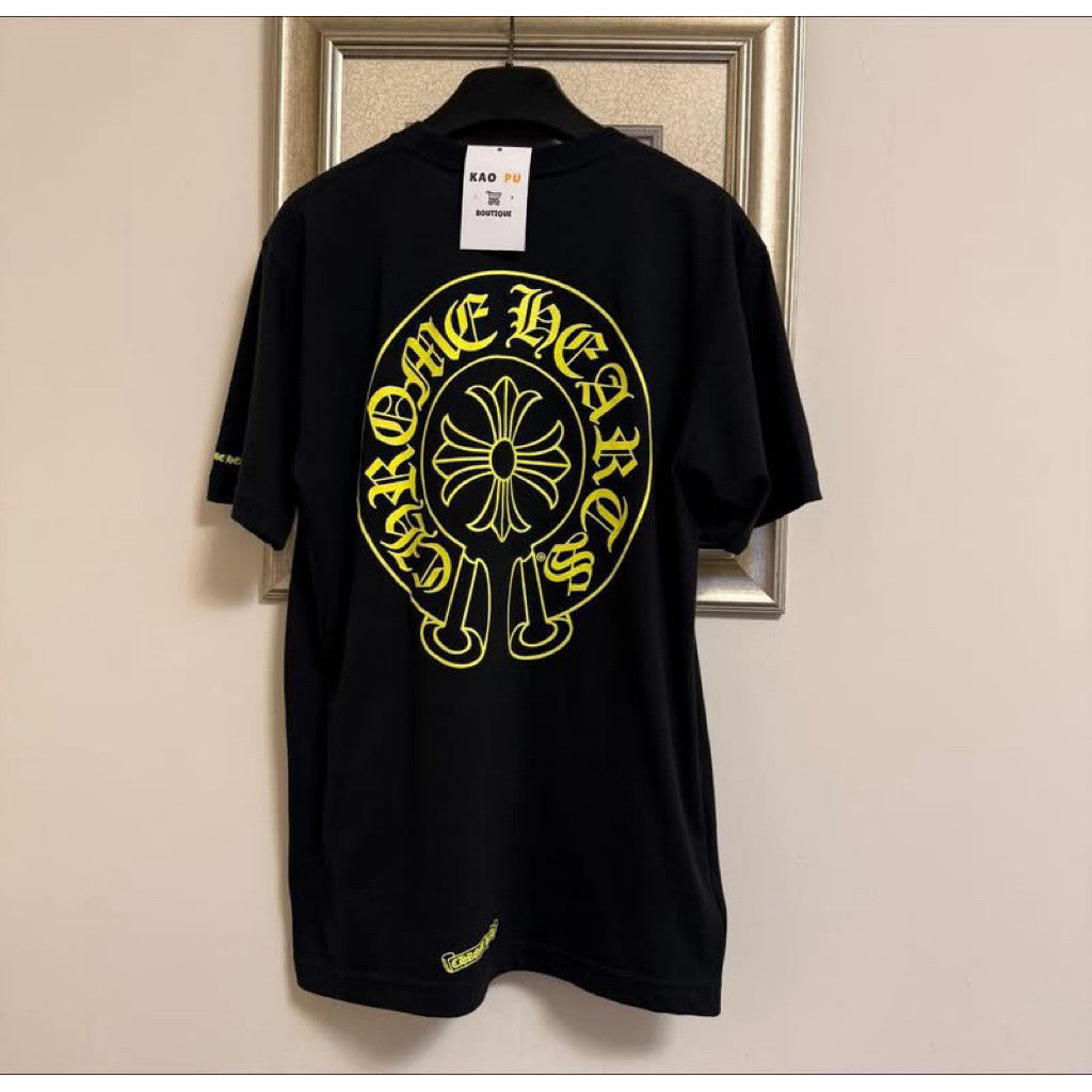 Chrome Hearts 黑色黃馬蹄十字Tee（請先確認商品描述謝謝）