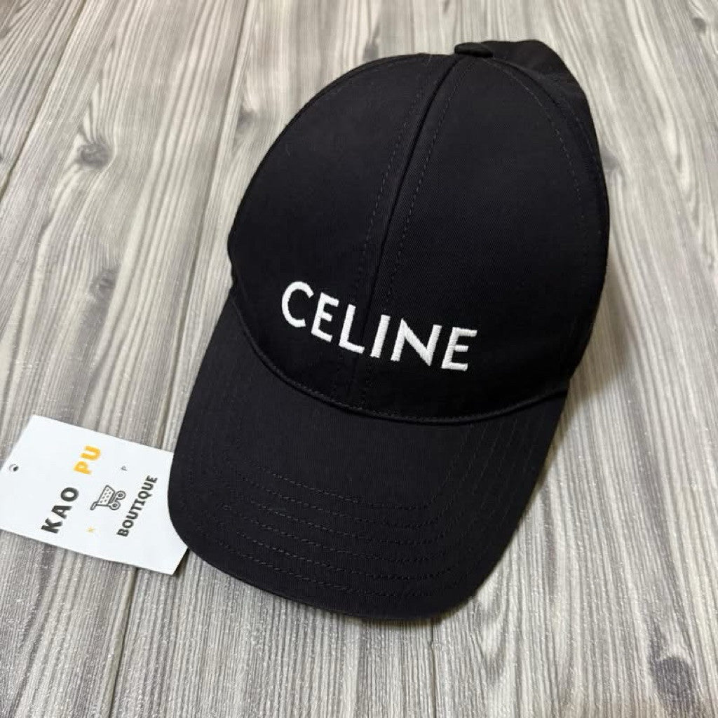Celine黑色金扣刺繡Logo Dad Hat（請先確認商品描述謝謝）