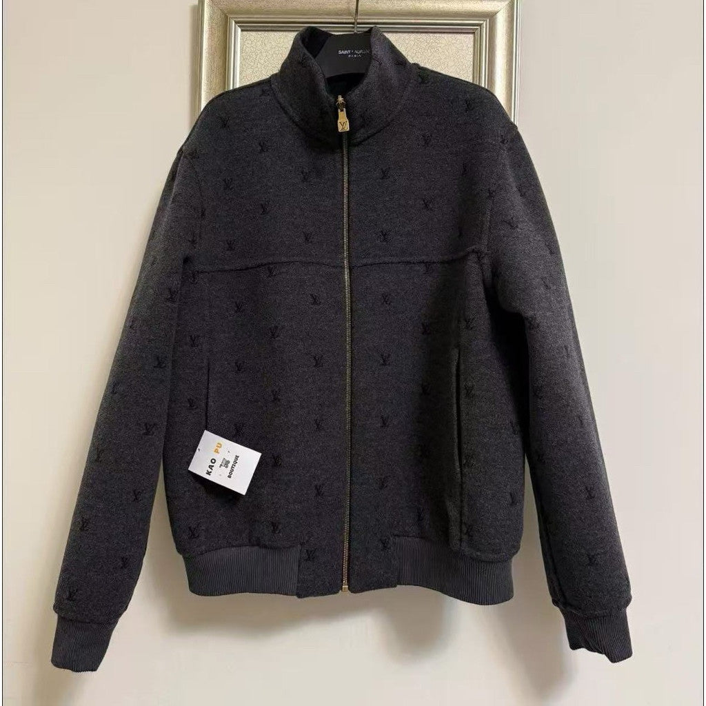 Louis Vuitton 雙面刺繡滿版Logo羊毛布勞森外套