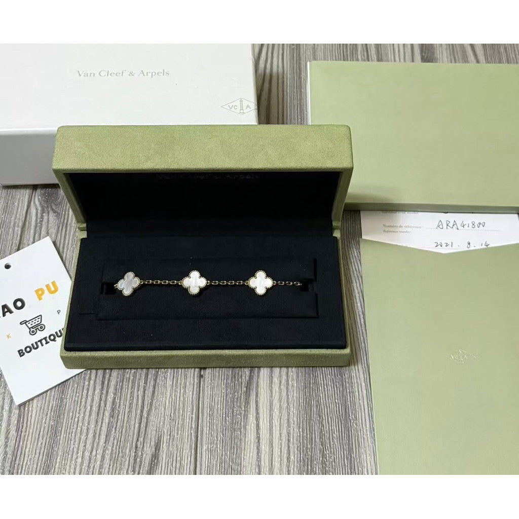 Van Cleef & Arpels 18K Vintage Alhambra 五花珍珠母貝手鏈（請先確認商品描述謝謝）
