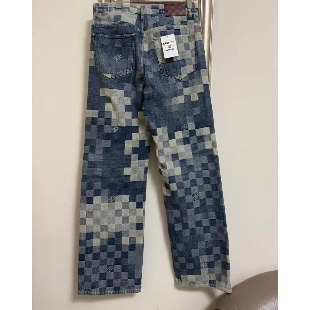 Louis Vuitton Pixel棋盤格牛仔褲（請先確認商品描述謝謝）