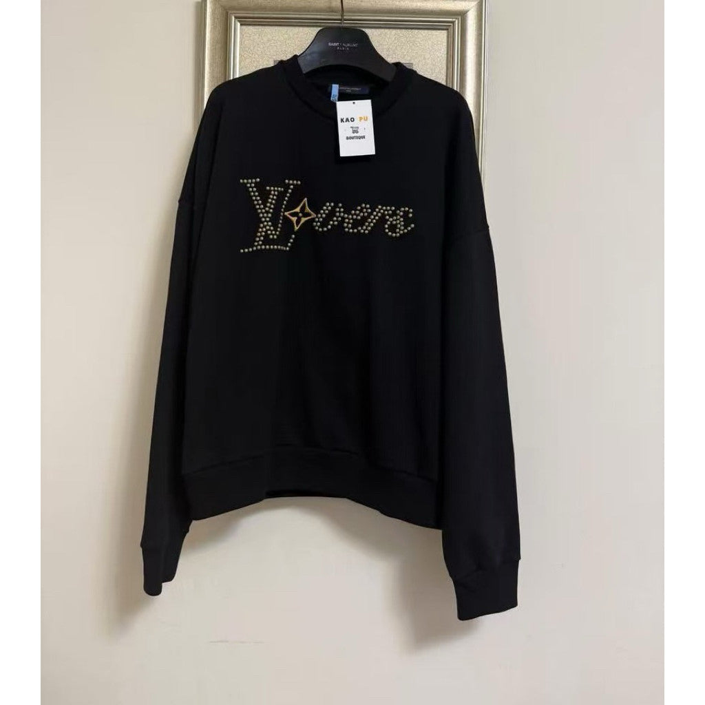 Louis Vuitton 黑色胸前卯釘Lovers衛衣（請先確認商品描述謝謝）