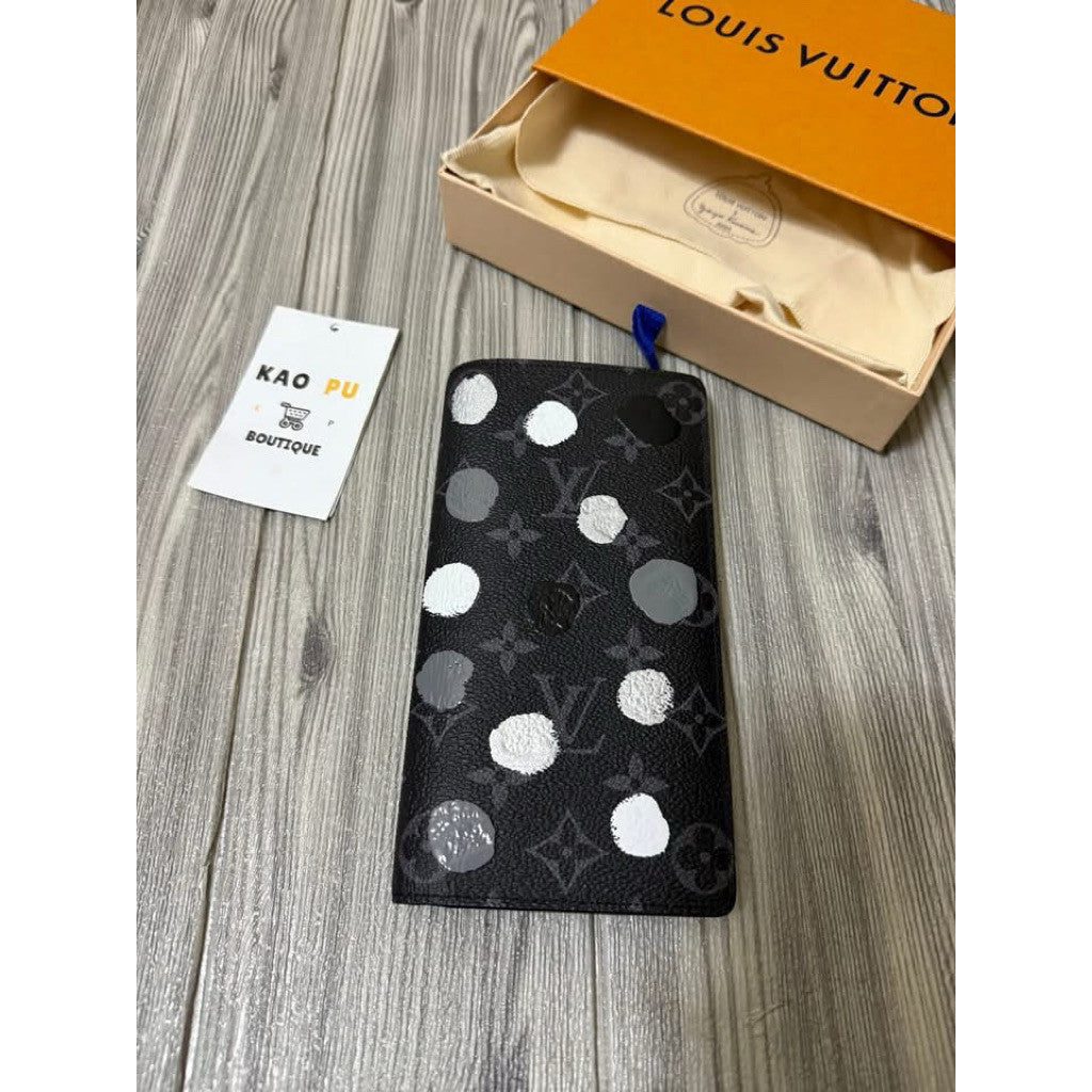 Louis Vuitton 聯名黑白波點老花拉鏈長夾M81932（請先確認商品描述謝謝）