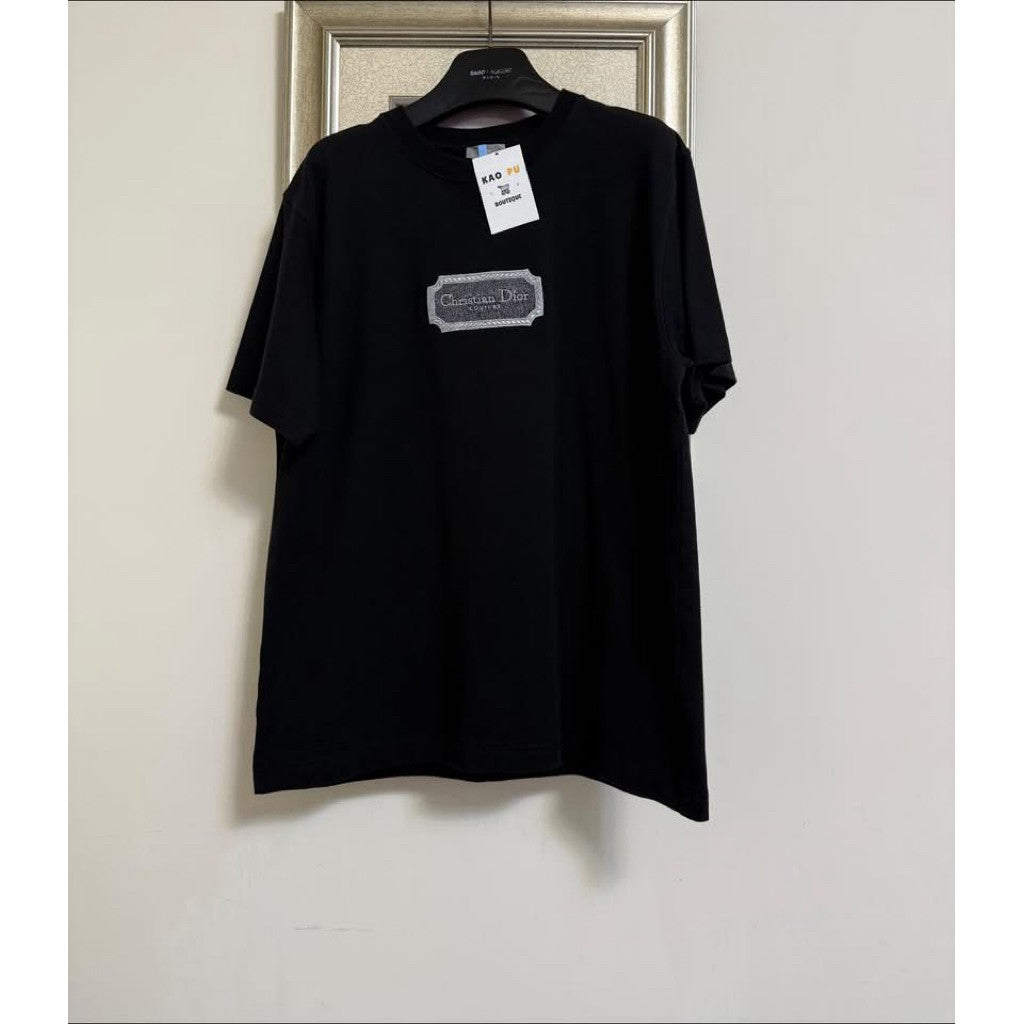 Dior 黑色刺繡方牌Couture Logo Tee（請先確認商品描述謝謝）