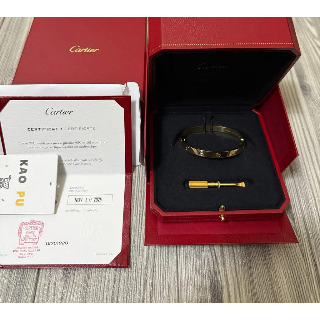 Cartier 18K經典寬版黃金Love手環（請先確認商品描述謝謝）