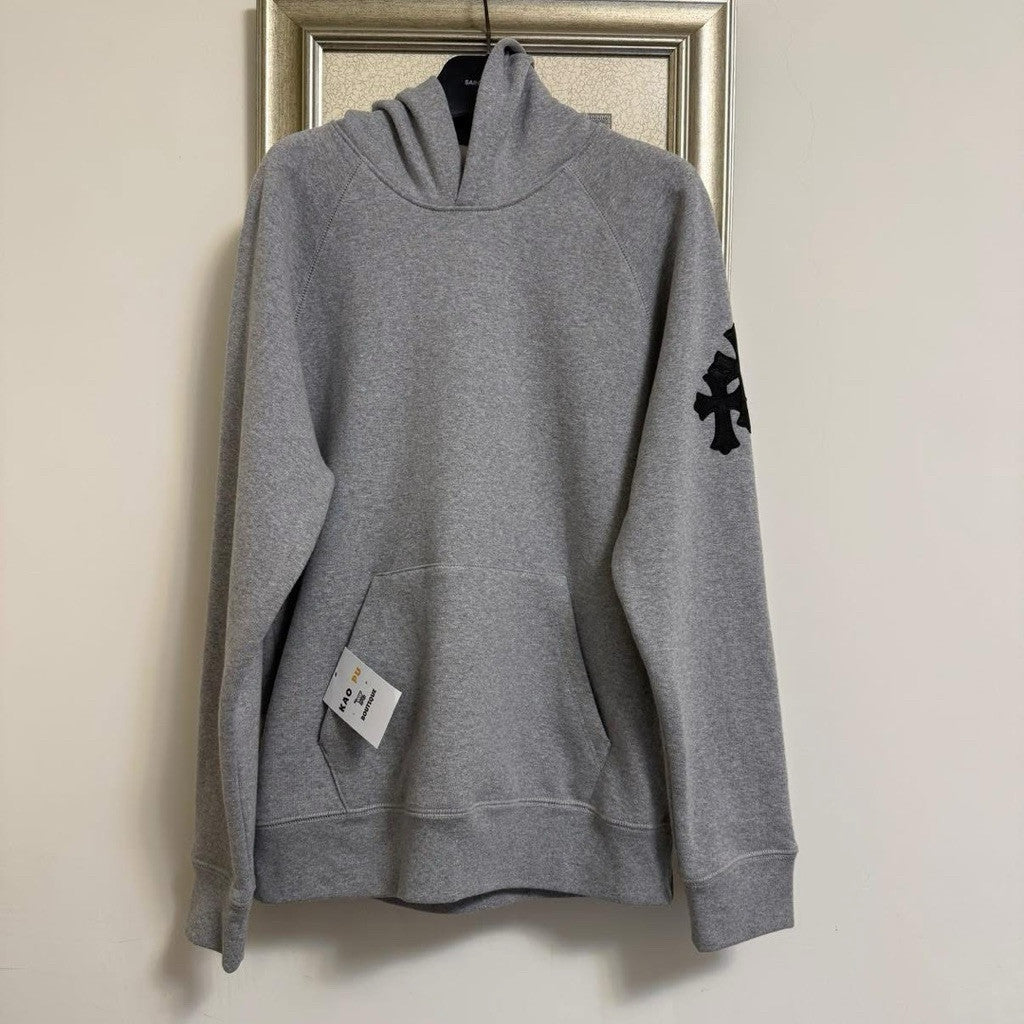 Chrome Hearts灰色手臂貼皮十字捲軸Hoodie （請先確認商品描述謝謝）