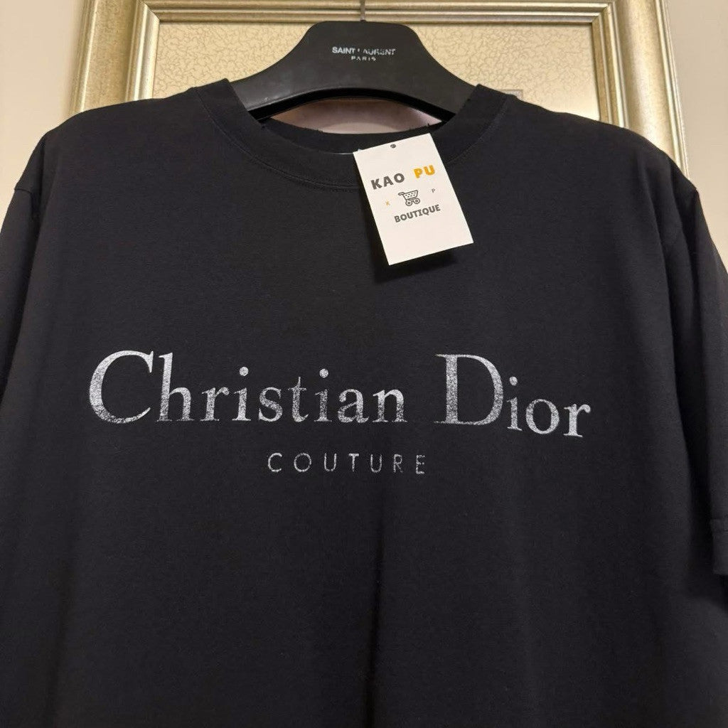 Dior 黑色胸前做舊Logo Tee （請先確認商品描述謝謝）