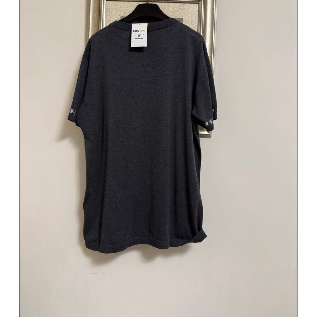 Louis Vuitton 灰色刺繡滾邊Logo針織Tee（請先確認商品描述謝謝）