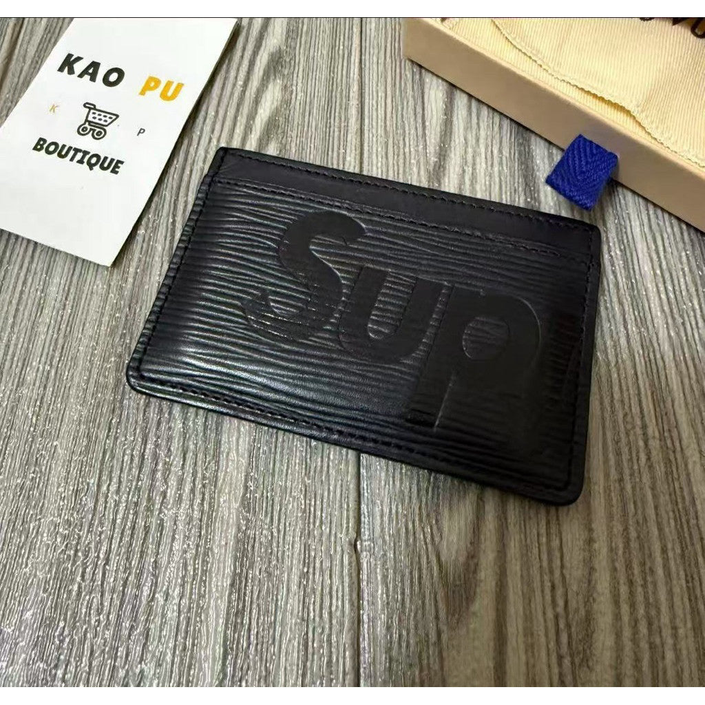 Louis Vuitton 黑色聯名水波紋Logo卡夾
