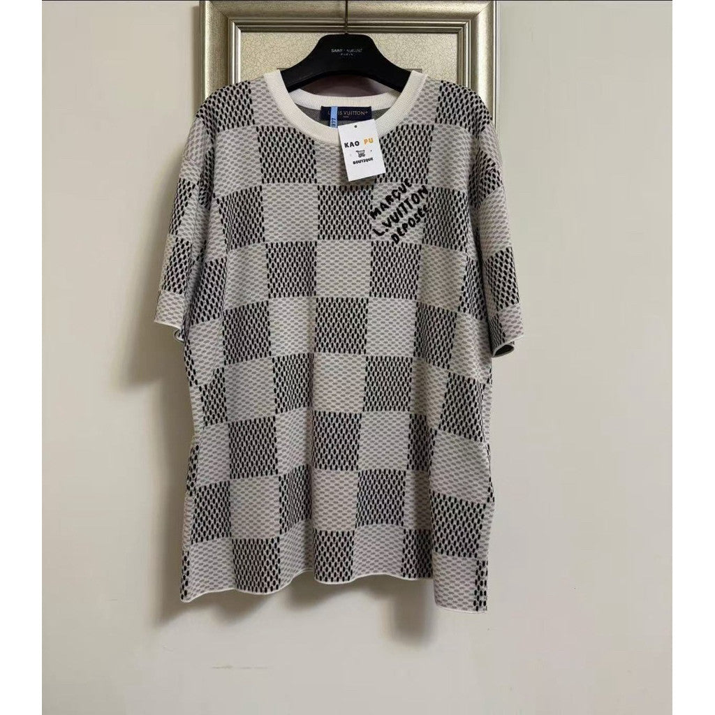 Louis Vuitton 棋盤格針織Logo Tee