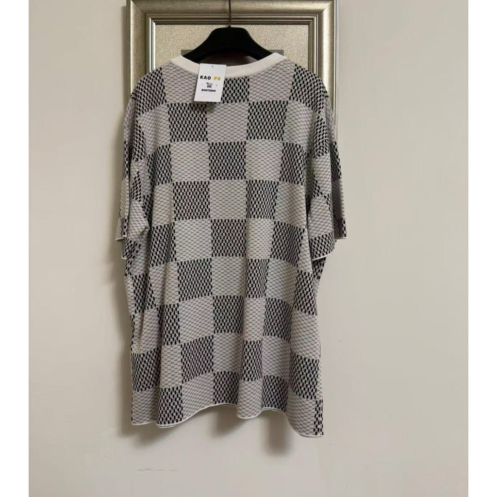 Louis Vuitton 棋盤格針織Logo Tee