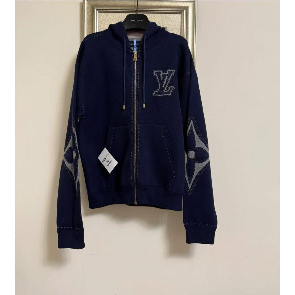 Louis Vuitton 藏青色手臂老花連帽外套