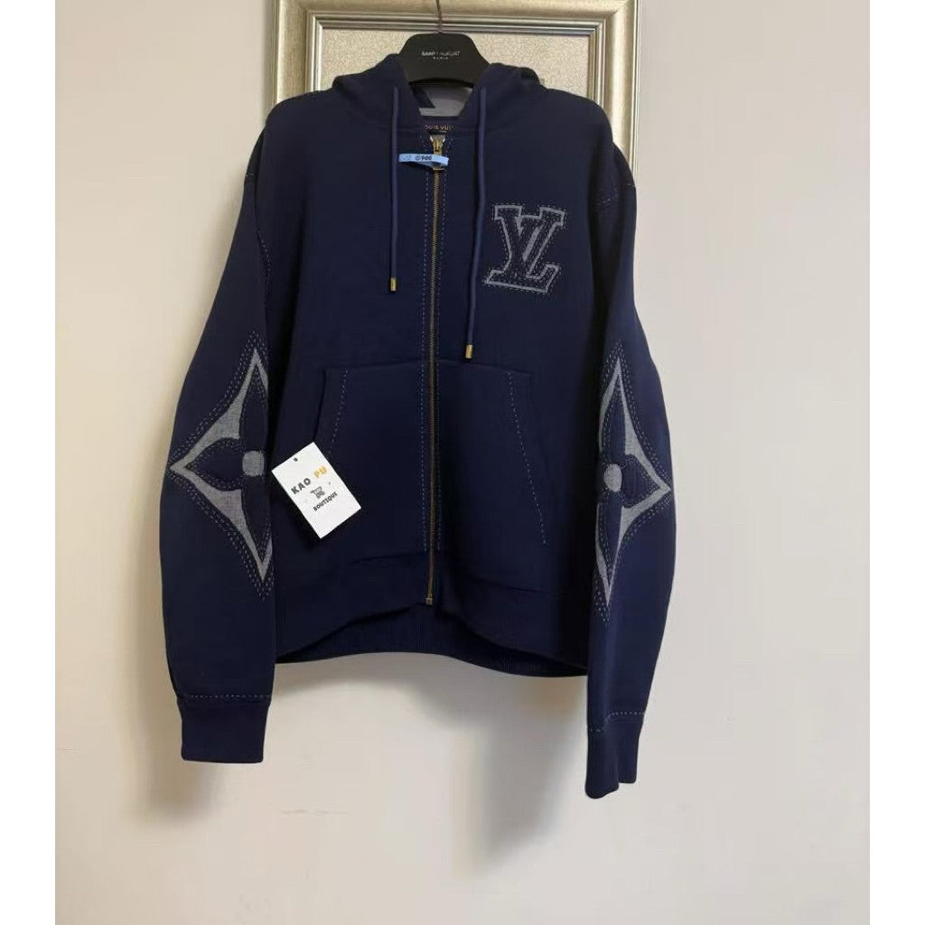 Louis Vuitton 藏青色手臂老花連帽外套（請先確認商品描述謝謝）