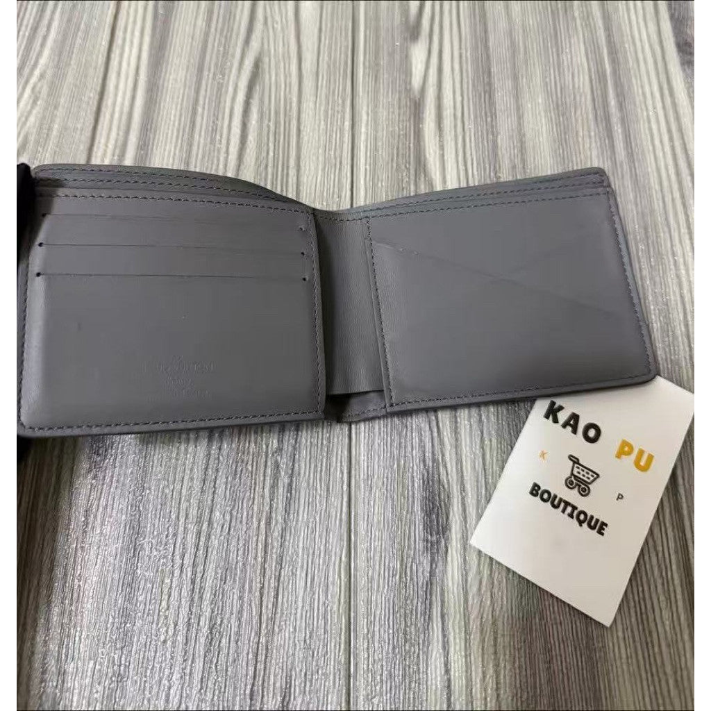Louis Vuitton 灰色皮革滿版老花對折皮夾M81383（請先確認商品描述謝謝）