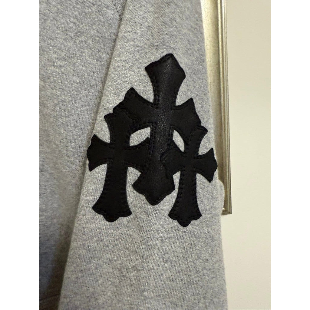 Chrome Hearts灰色手臂貼皮十字捲軸Hoodie （請先確認商品描述謝謝）
