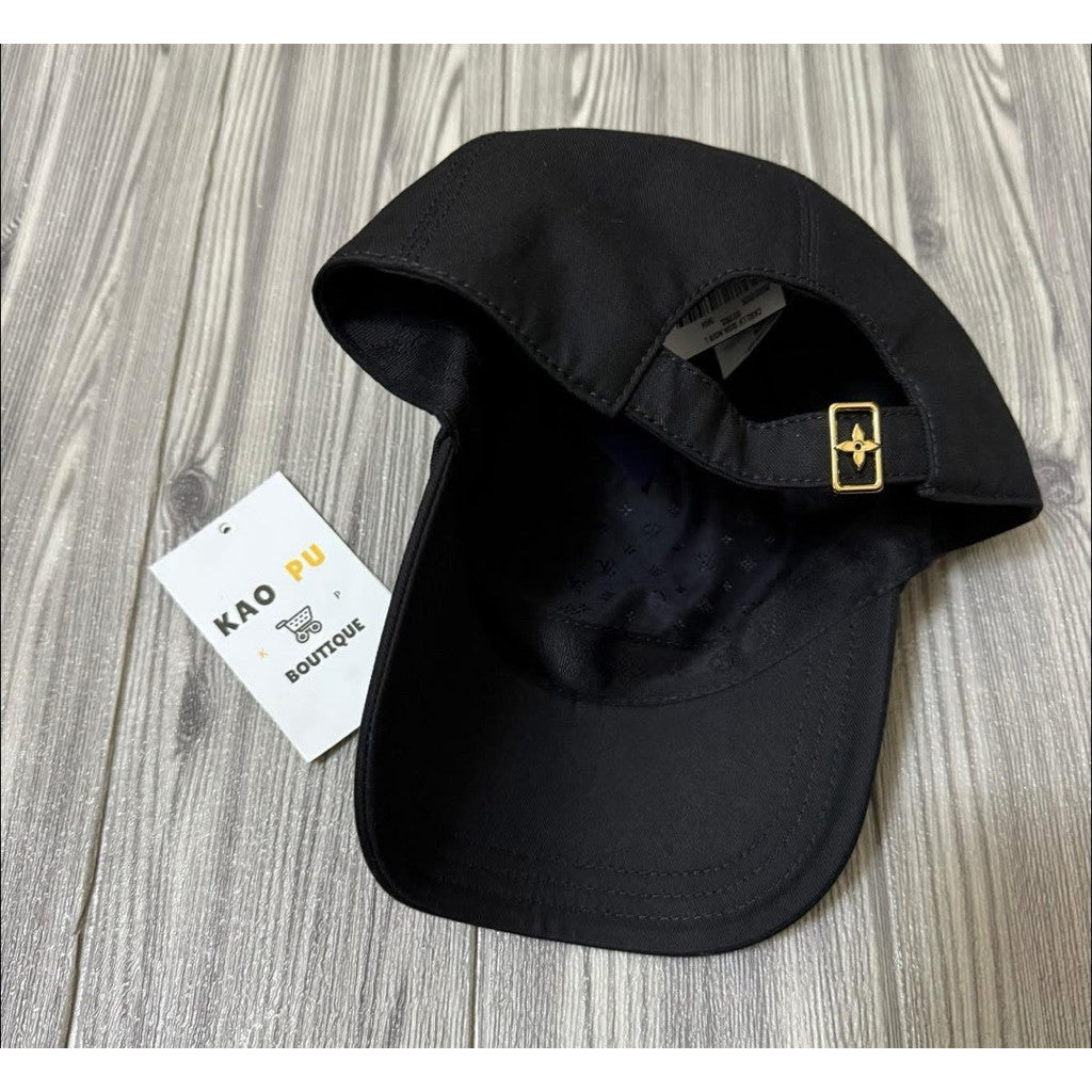 Louis Vuitton 黑色植絨Logo Dad Hat （請先確認商品描述謝謝）