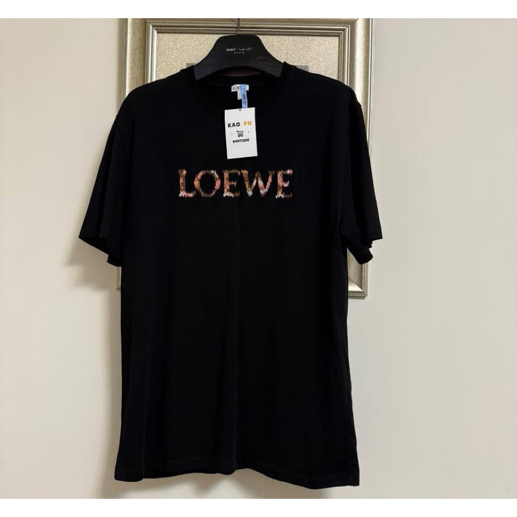 Loewe黑色胸前漸層刺繡Logo Tee（請先確認商品描述謝謝）