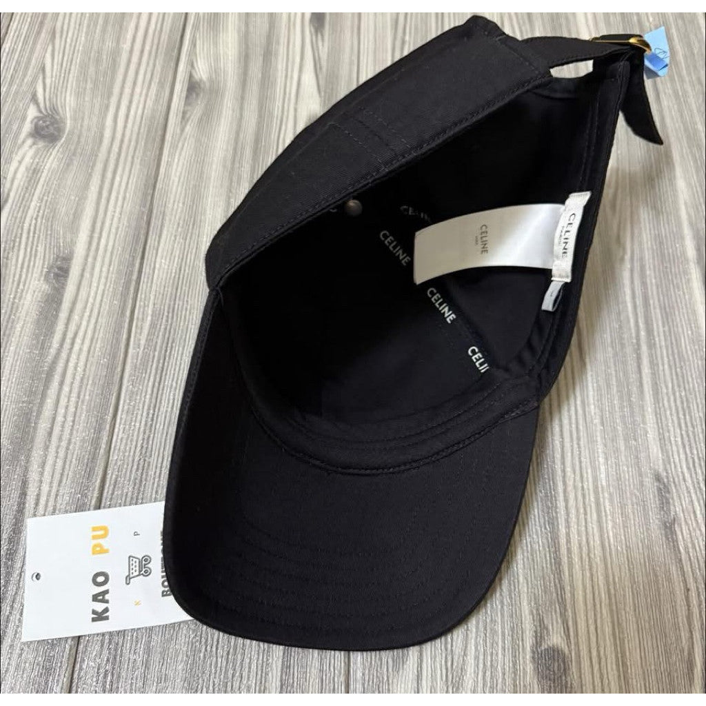 Celine黑色金扣刺繡Logo Dad Hat（請先確認商品描述謝謝）