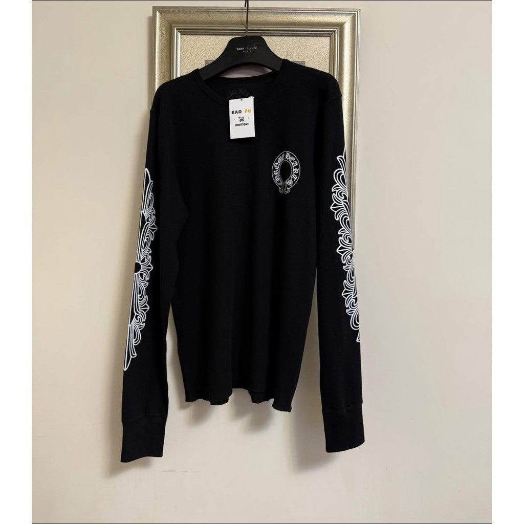 CHROME HEARTS 黑色花臂馬蹄華夫格長袖 （請先確認商品描述謝謝）