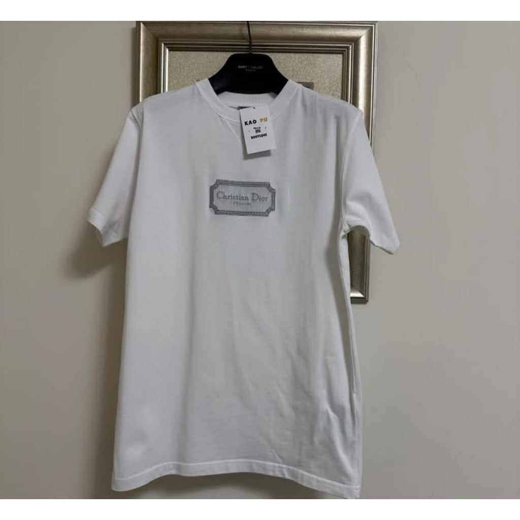 Dior白色Couture刺繡方牌Logo Tee（請先確認商品描述謝謝）