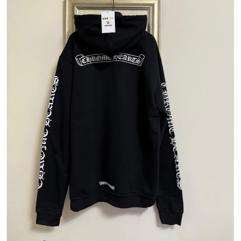 Chrome Hearts 黑色梵文捲軸Logo Hoodie（請先確認商品描述謝謝）