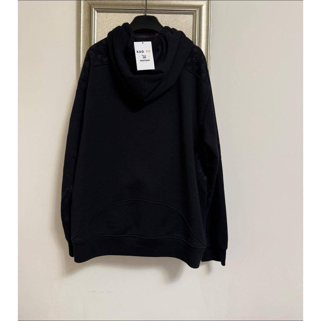 Louis Vuitton 黑色老花圓弧Hoodie （請先確認商品描述謝謝）