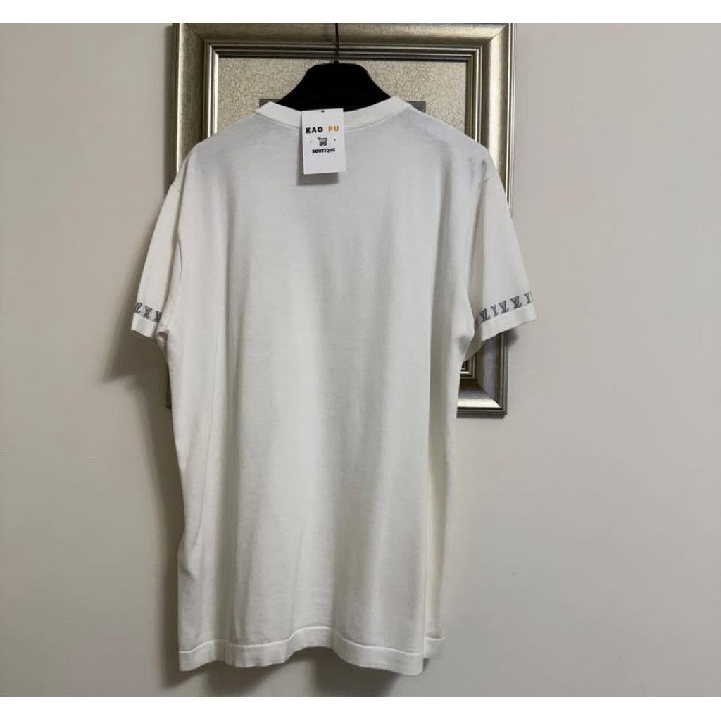 Louis Vuitton 白色刺繡滾邊Logo針織Tee（請先確認商品描述謝謝）