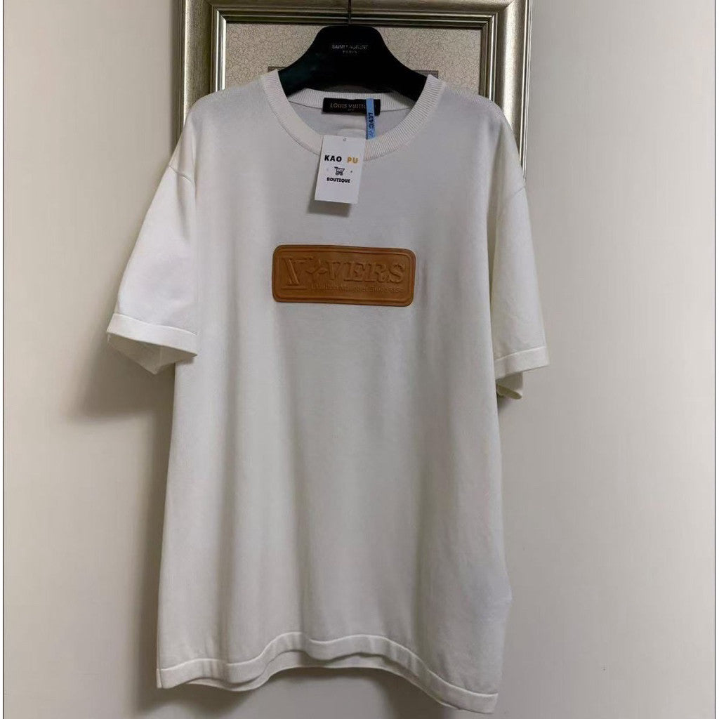 Louis Vuitton Lovers植鞣革方牌Logo針織Tee（請先確認商品描述謝謝）
