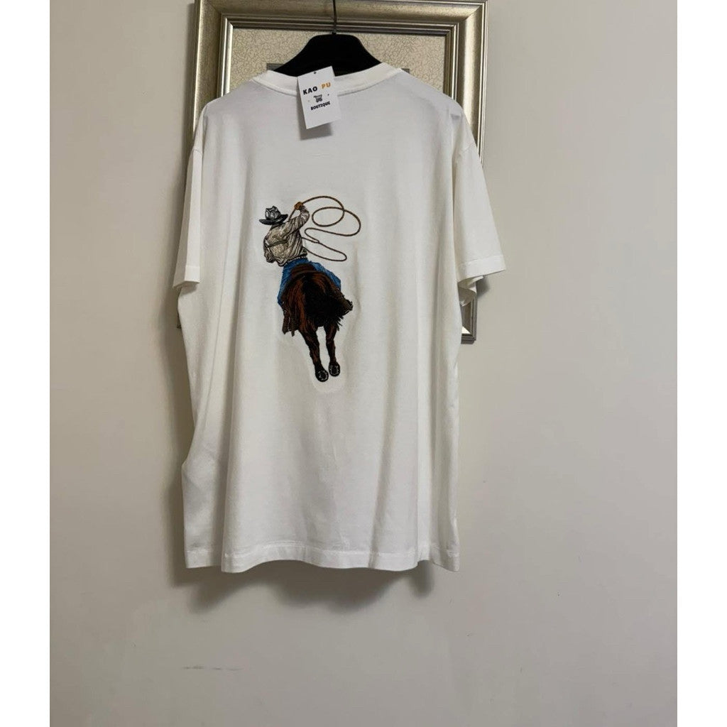 Louis Vuitton 白色刺繡西部牛仔Logo Tee （請先確認商品描述謝謝）