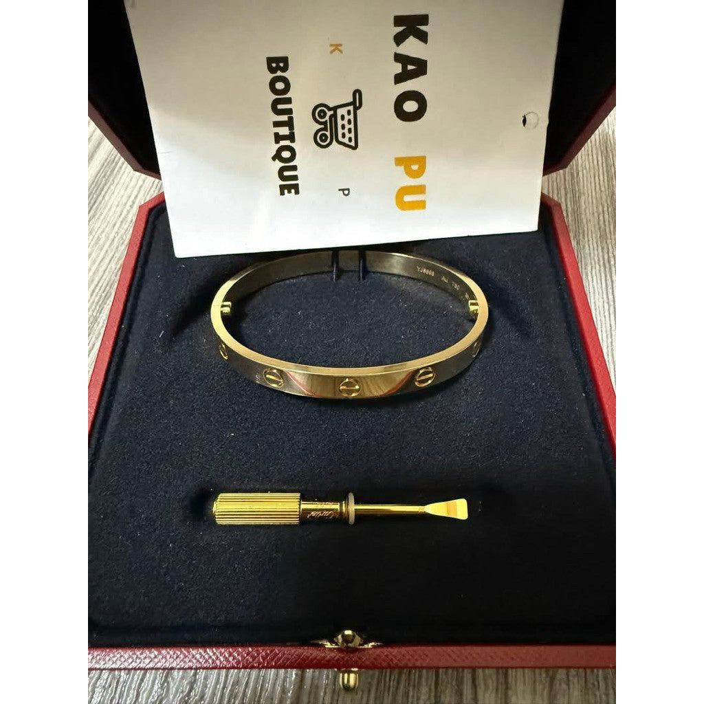 Cartier 18K經典寬版黃金Love手環（請先確認商品描述謝謝）