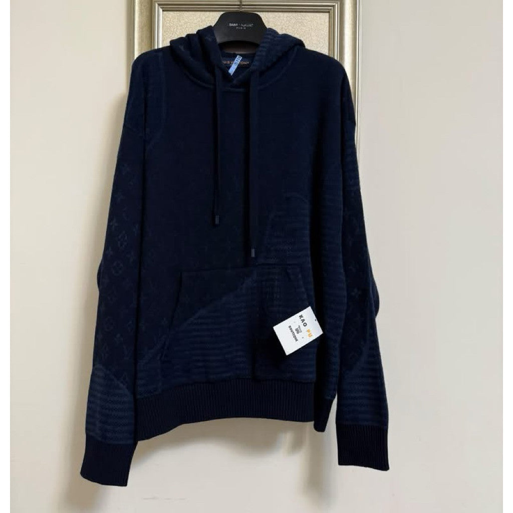 Louis Vuitton 藏青色拼接老花毛巾Hoodie（請先確認商品描述謝謝）